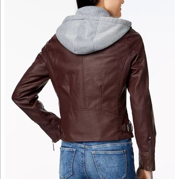 NWT Jou Jou hooded Faux Fur Moto Jacket - Picture 7 of 15